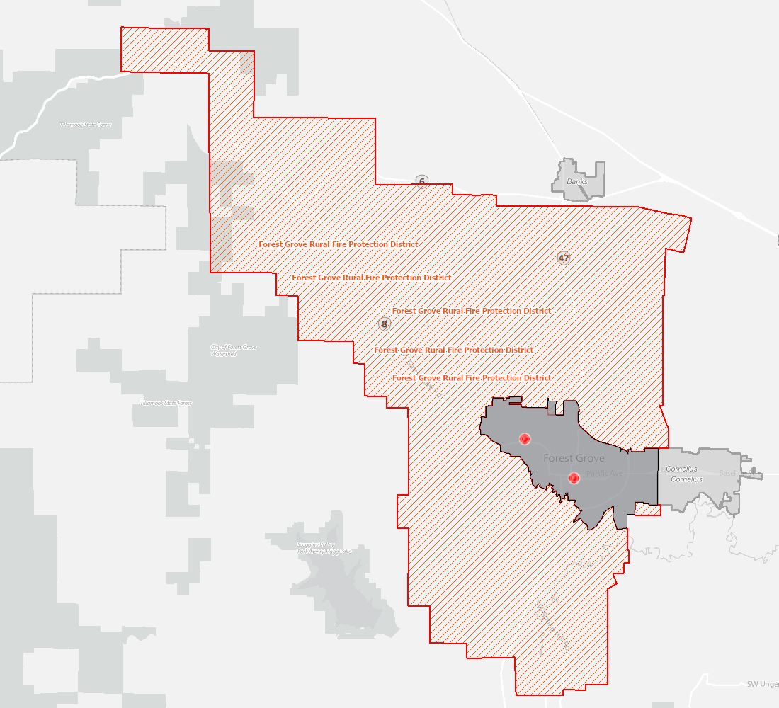 Map of Forest Grove Rural Fire District